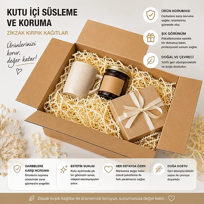 Zikzak Kırpık Kağıt Dolgu Malzemesi - Krem - 250Gr. - 1