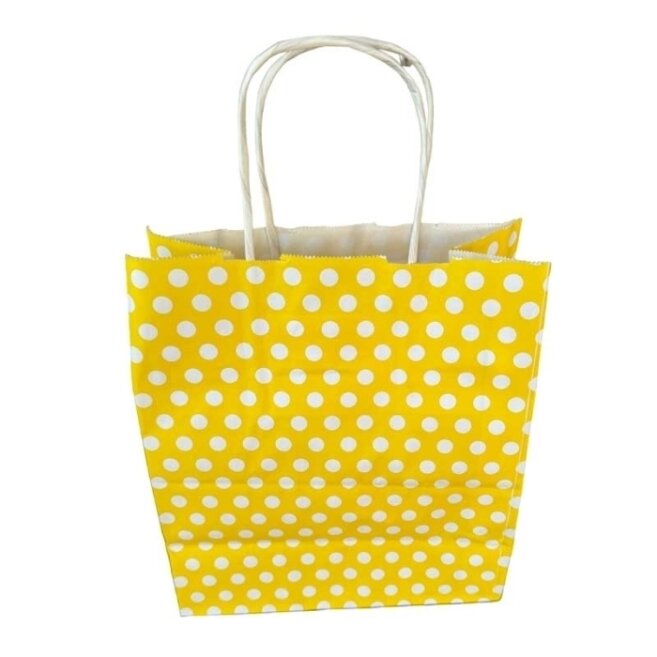 كيس ورقي منقط 23×18×10 سم – لون أصفر – 25 قطعة - Kolicim (1)