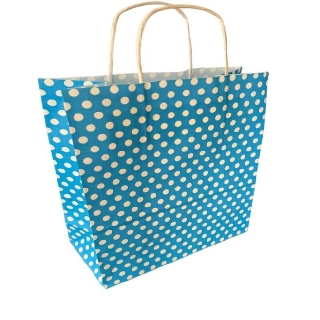 أكياس ورقية منقطة مقاس 31×25×11.5 - أزرق - 25 قطعة - Kolicim (1)