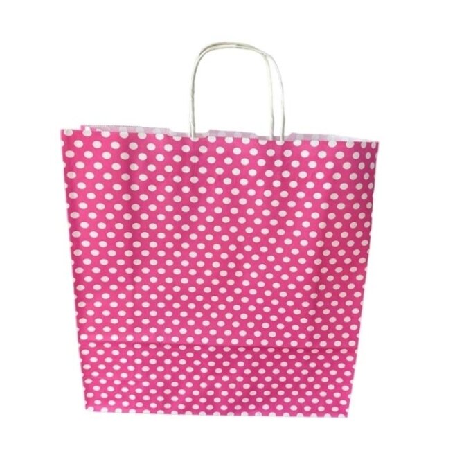 كيس ورقي منقط 41×32×12 – لون فوشيا وردي – 25 قطعة - Kolicim (1)