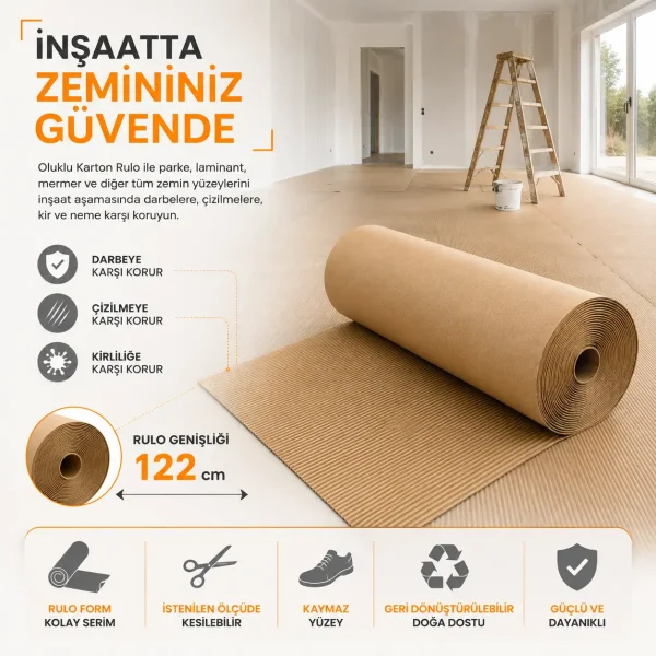 Oluklu Rulo Karton - 122cm x 24 Metre - 4