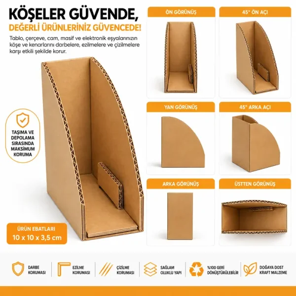 Oluklu Mukavva Köşe Koruyucu - 10x10x3,5cm - Kraft - Kolicim (1)