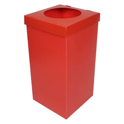 Plastik Atık Kağıt Kutusu - Kırmızı