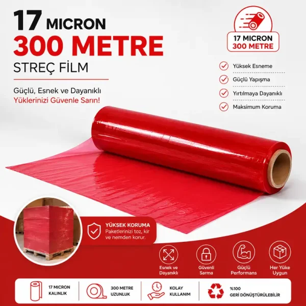 Red Stretch Film – 300 Meters - 3