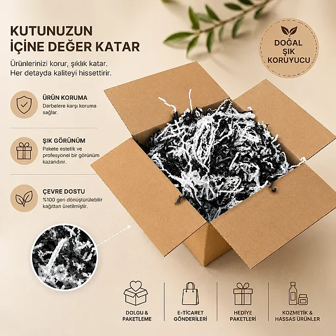 Zigzag Shredded Paper Filling Material – Black ve White – 250 Gr - Kolicim (1)