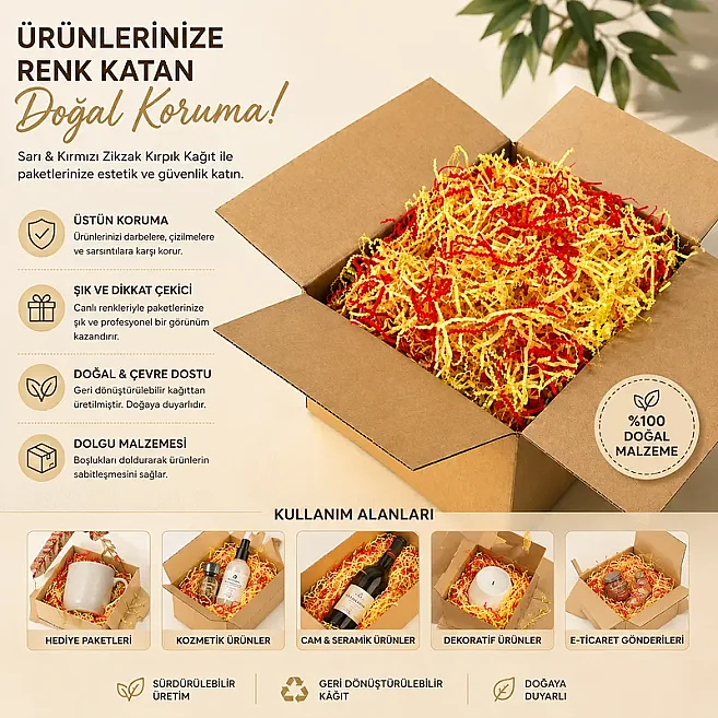 Zigzag Shredded Paper Filling Material - Yellow Red - 1Kg - Kolicim (1)