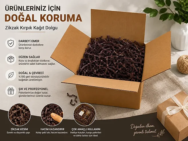 Zikzak Kırpık Kağıt Dolgu Malzemesi - Mürdüm - 1 Kg. - 2